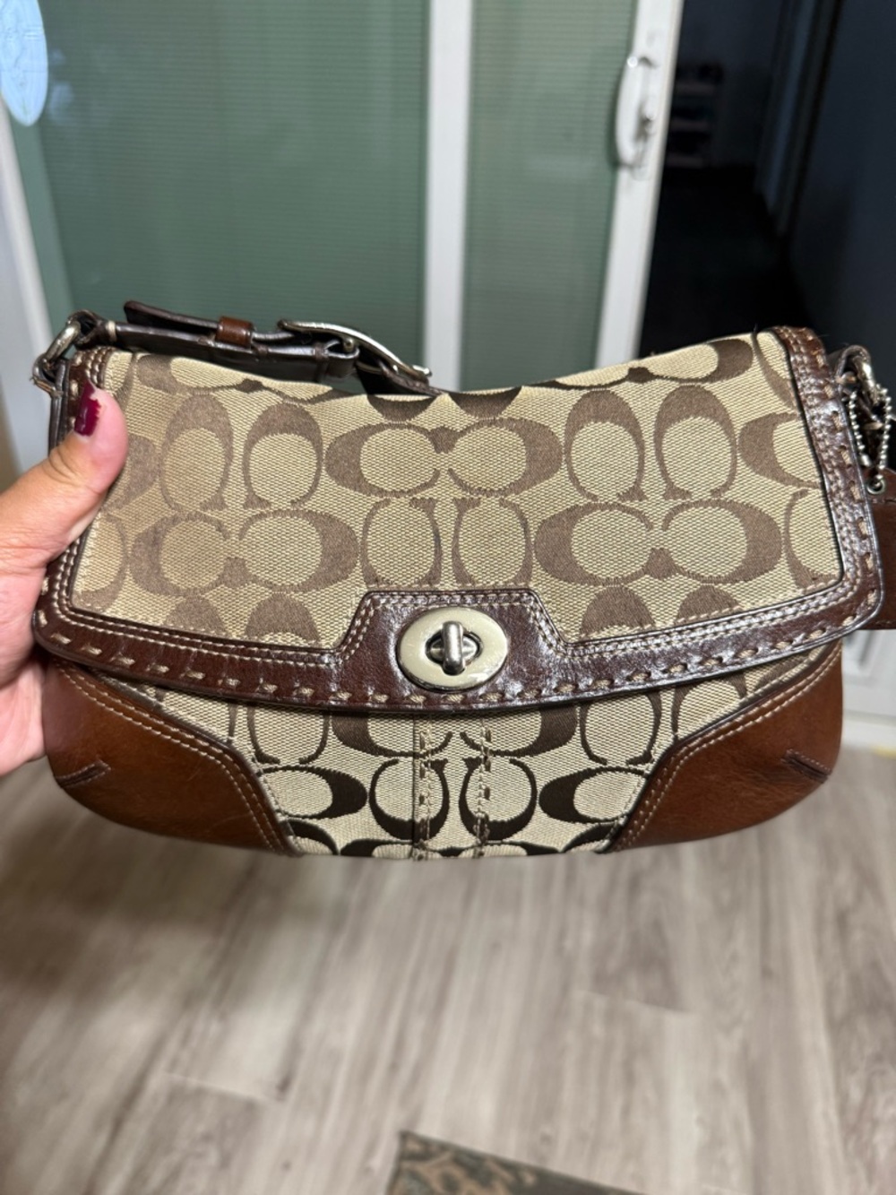 Coach Brown Signature Canvas and Leather Shoulder Bag